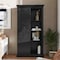 Flash Furniture Harrison 36in. Wide Rustic Farmhouse Storage Cabinet Bookcase w/Sliding Barn Door, Black ZG-026-BLK-GG - alternate 9